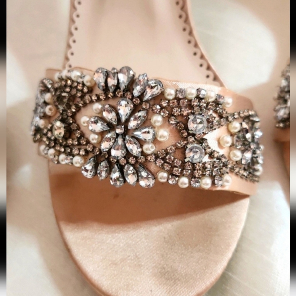 Kate Whitcomb Champagne Wedding Heels Size 8 - Picture 8 of 11